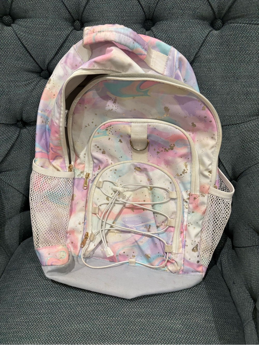 Pottery Barn Teen Pastel Swirl Backpack with Gold Accents